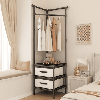 Стійка вішалка кутова для одягу та взуття GTM Loft Mini Organizer сталева підлогова з трьома полицями для взуття стійка для речей стелаж 180*45*45 см Black