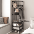 Стійка вішалка кутова для одягу та взуття GTM Loft Mini Organizer сталева підлогова з трьома полицями для взуття стійка для речей стелаж 180*45*45 см Black