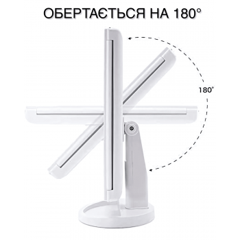 Косметичне настільне дзеркало зі збільшенням MagMake GTM з LED підсвічуванням для макіяжу складане White (T1207D)