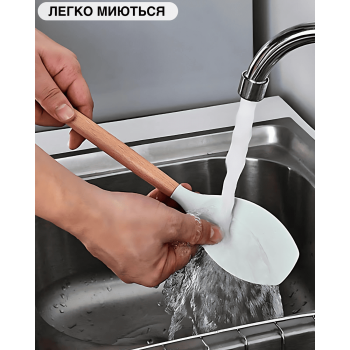 Кухонний набір силіконовий Kitchen GTM набори кухонного приладдя з дерев'яною ручкою та підставкою 12 предметів