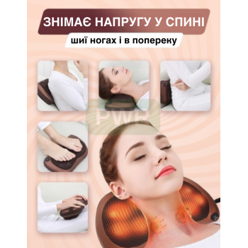 Подушка масажер для спини та шиї роликовий GTM CHM8028 Plus Універсальний масаж шиацу (I46477M)