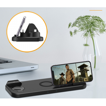 Бездротова зарядна док станція для apple айфона годинників навушників Wireless Charger 6в1 D6 GTM універсальний зарядний пристрій на айфон iphone airpods iwatch епл вотч 1-10 series чорна