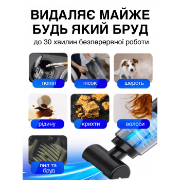 Пилосос для автомобіля (автомобільний) безпровідний з насадками 4в1 120 Вт GTM Fold 4в1 Акумуляторний для дому та авто Black