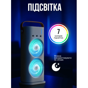 Бездротовий акумуляторний портативний кондиціонер настільний вентилятор зволожувач повітря 2000 мАч Dual Air GTM 3в1 16 x 8,9 x 37,3 см Переносний охолоджувач з LED підсвічуванням