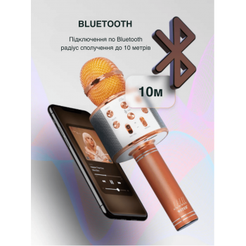Бездротовий мікрофон для караоке з Bluetooth колонкою та зміною голосу UTM WS858 Динамічний (WS858LRT)