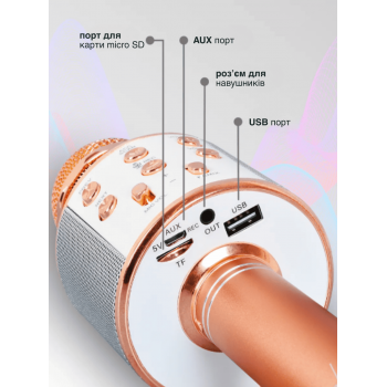 Бездротовий мікрофон для караоке з Bluetooth колонкою та зміною голосу UTM WS858 Динамічний (WS858LRT)