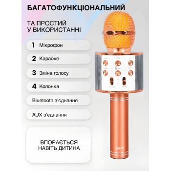 Бездротовий мікрофон для караоке з Bluetooth колонкою та зміною голосу UTM WS858 Динамічний (WS858LRT)